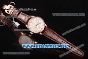 IWC Portuguese Power Reserve Clone IWC 52010 Automatic Rose Gold Case with White Dial and Brown Leather Strap - Arabic Numeral Markers (ZF)