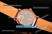 Cartier Rotonde De Asia Manual Winding Rose Gold Case with White Dial Diamonds Bezel and Black Roman Numeral Markers