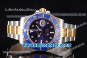 Rolex Submariner Swiss ETA 2836 Automatic Two Tone Case/Bracelet with Blue Dial and Dot Markers (BP)