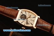 Vacheron Constantin Malte Swiss Tourbillon Manual Winding Rose Gold Case with White Dial and Brown Leather Strap