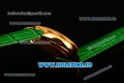 Rolex Cellini Time Asia 2813 Automatic Yellow Gold Case White Dial Green Leather Strap and Stick/Roman Numeral Markers