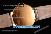 Cartier Ballon Bleu De Medium Asia 4813 Automatic Yellow Gold Case with Sliver Dial and Grey Leather strap