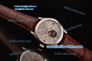 Jaeger-LECoultre Master Reserve De Marche Tourbillon Asia HT30 Automatic Steel Case with Brown Leather Strap White Dial