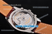 Longines Master Collection Chronograph Swiss Valjoux 7750 Automatic Movement Steel Case with White Dial and Leather Strap