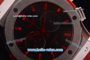 Hublot Classic Fusion Chronograph Miyota OS20 Quartz Steel Case with Black Dial and Red Rubber Strap