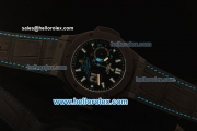 Hublot Big Bang Swiss Valjoux 7750 Automatic PVD Case with Brushed Ceramic Bezel and Black Dial- Black Leather Strap