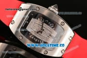 Richard Mille RM007 Miyota 6T51 Automatic Steel Case with Diamonds Dial and Red Rubber Strap