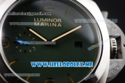 Panerai Luminor Marina 1950 3 Days PAM 033 Asia ST25 Automatic Steel Case with Green Dial and Grey Leather Strap Stick/Arabic Numeral Markers