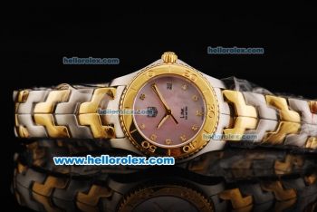 Tag Heuer Link 200 Meters Original Swiss Quartz Movement Pink MOP Dial with Diamond Markers and Gold Bezel