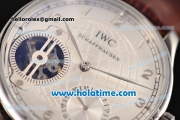 IWC Portuguese Tourbillon Schaffhausen Asia 6497 Manual Winding Steel Case with Silver Dial and Arabic Numeral Markers