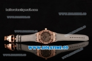 Audemars Piguet Royal Oak Lady Swiss Quartz Rose Gold/Diamonds Case with Grey Dial and Grey Leather Strap (EF)