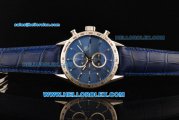 Tag Heuer Carrera Chronograph Miyota Quartz Movement Steel Case with Blue Dial and Blue Leather Strap