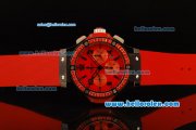 Hublot Big Bang Chronograph Swiss Valjoux 7750 Automatic Movement PVD Case with Red Diamond Bezel and Red Rubber Strap