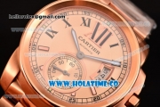 Cartier Calibre De Swiss ETA 2824 Automatic Rose Gold Case with Black Roman Numeral Markers and Rose Gold Dial