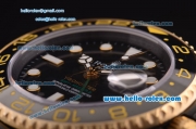 Rolex GMT Master II Swiss 3186 Automatic Full PVD with Gold Bezel and Black Dial