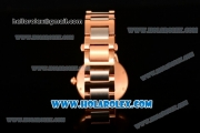 Cartier Rotonde De Miyota Quartz Rose Gold Case/Bracelet with Blue Dial and Diamonds Bezel