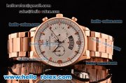 IWC Portuguese Chrono Japanese Miyota OS10 Quartz Rose Gold Case with Stick/Numeral Markers White Dial and Rose Gold Strap