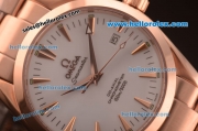 Omega Seamaster Asia 2813 Automatic Full Rose Gold Case with White Dial-ETA Coating