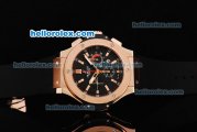 Hublot Big Bang Limited Edition Swiss Valjoux 7750 Automatic Movement Black Dial with Rose Gold Stick Markers/Bezel and Black Leather Strap