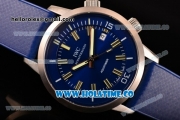 IWC Aquatimer Vintage 1967 Swiss ETA 2824 Automatic Steel Case with Stick Markers Blue Dial and Blue Rubber Strap