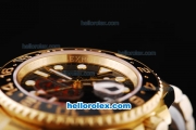 Rolex GMT Master II Automatic Movement Full Gold Case/Strap with Black Dial and Ceramic Bezel