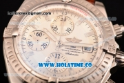 Breitling Chronomat Evolution Swiss Valjoux 7750 Automatic Steel Case with White Dial and Silver Stick Markers (BP)