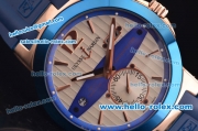 Ulysse Nardin Executive Dual Time Asia ST18 Automatic Rose Gold Case with Blue Bezel and White Dial - ETA Coating