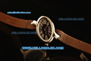 Cartier d'Art Swiss Quartz Steel Case with Brown Dial and Brown Leather Strap