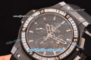 Hublot Aero Bang Swiss Valjoux 7750-DD Automatic Ceramic Case with Diamond Bezel and Black Rubber Strap