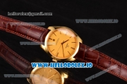 Omega De Ville Tresor Master Co-Axial Swiss ETA 2824 Automatic Yellow Gold Case with Brown Leather Strap and Gold Dial