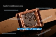 Cariter Tank MC Swiss ETA 2824 Automatic Rose Gold Case with Brown Dial Diamonds Bezel and White Roman Numeral Markers