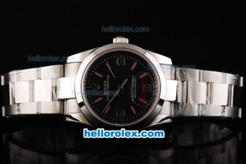 Rolex Air King Automatic Movement Full Steel with Black Dial and Pink Stick Markers