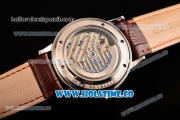 A.Lange&Sohne Saxonia Tourbillon Asia Automatic Steel Case with White Dial Brown Leather Strap and Diamonds Bezel