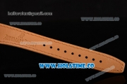 Audemars Piguet Royal Oak Lady Swiss Quartz Steel/Diamonds Case with Grey Dial and Brown Leather Strap (EF)
