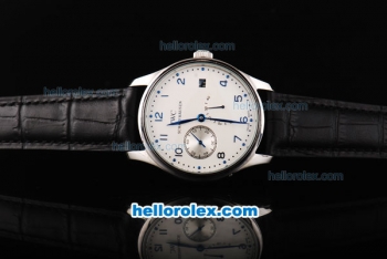 IWC Schaffhausen Portugieser Automatic Movement with White Dial-Blue Arabic Number Markers and Black Leather Strap