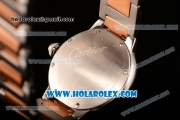 Cartier Rotonde De Miyota Quartz Two Tone Case with Silver Dial and Diamonds Bezel