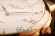 Patek Philippe Calatrava Swiss ETA 2824 Automatic Rose Gold Case with White Dial and Brown Leather Strap