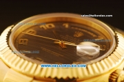 Rolex Day Date II Oyster Perpetual Rolex 3156 Automatic Gold Case with Grey MOP Dial and Gold Strap