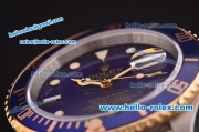 Rolex Submariner Swiss ETA 2836 Steel Case with Blue Bezel/Dial and 18K Yellow Gold Strap