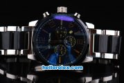 Montblanc Time Walker Chronograph Quartz Movement Ceramic Bezel with Black Dial and Silver Marking-Two Tone Strap
