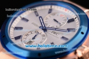 IWC Ingenieur Asia ST Automatic Rose Gold Case with Blue Rubber Bracelet Silver Dial and Blue Bezel