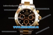 Rolex Cosmograph Daytona 4130 Automatic Yellow Gold Case with Black Dial Stick Markers and Two Tone Bracelet (BP)