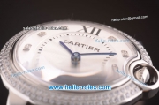 Cartier Ballon Bleu De Miyota Quartz Movement White Dial with Diamond Bezel and Diamond Markers
