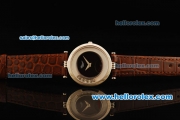 Chopard Happy Sport Swiss Quartz Movement Steel Case with Black Dial and Brown Leather Strap