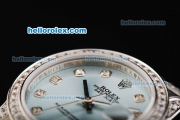 Rolex Datejust Automatic Movement Blue Dial with Diamond Markers and Diamond Bezel