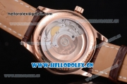 Longines Master Swiss ETA 2824 Automatic Rose Gold Case with White Dial Diamonds Markers and Brown Leather Strap (ZF)