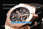 Hublot Big Bang Unico Chrono Swiss Valjoux 7750 Automatic Rose Gold Case Rose Gold Bezel with Skeleton Dial and Black Rubber Strap - 1:1 Original