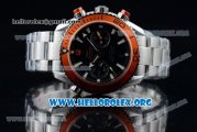 Omega Seamaster Planet Ocean Chrono Clone Omega 9300 Automatic Steel Case with Black Dial Orange Bezel and Stainless Steel Bracelet (EF)