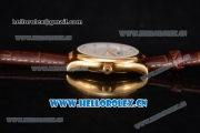 Longines Master Date Swiss ETA 2824 Automatic Yellow Gold Case with White Dial Diamonds Markers and Brown Leather Strap