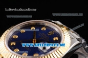 Rolex Datejust II Asia 2813 Automatic Two Tone Case/Bracelet with Dark Blue Dial and Diamonds Markers (BP)